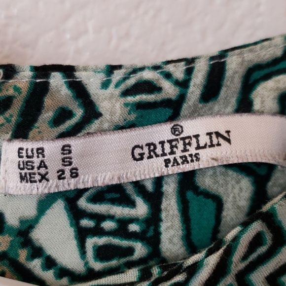 Grifflin Paris Green Modern Print Shift Dress Size S - Picture 4 of 10